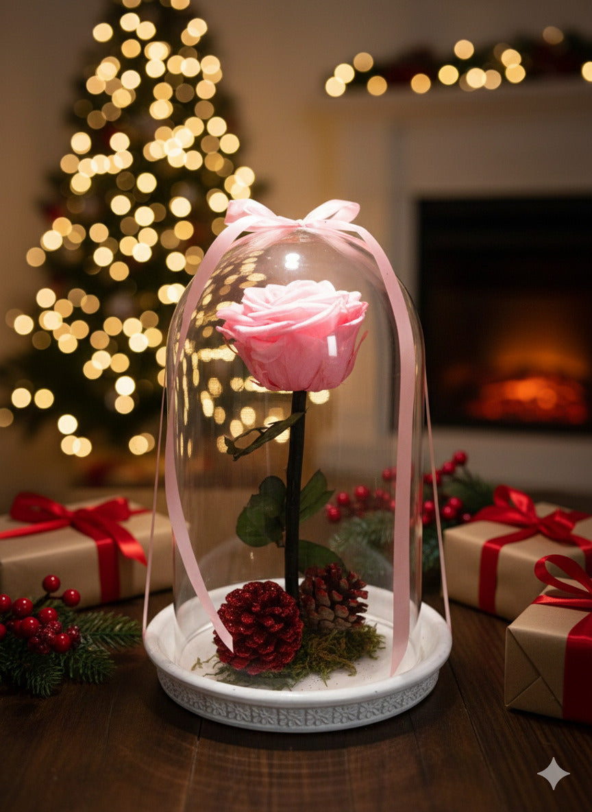 Rosa inmortalizada navideña
